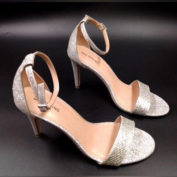 Call it Spring Sparkle Silver High Heel Shoes SZ 10 Formal Party Open Toe - Picture 7 of 16
